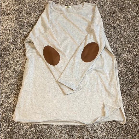 Grey long sleeve tunic with elbow patches - Picture 1 of 3